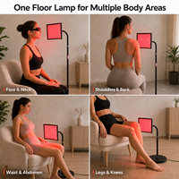 Panneau lumineux de photobiomodulation avec minuterie, modes de luminosité et d'impulsions, lampe de thérapie par lumière rouge sur pied