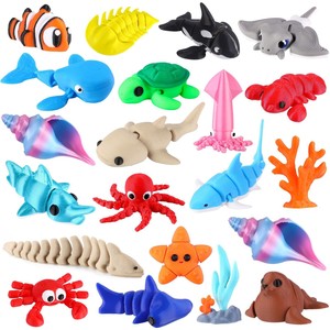 Set de Figuras de Animales Marinos Articulados Impresas en 3D, Juguetes de Plástico para Niños de 3+ Años, Juego Educativo Unisex, Colección de Vida Marina - Product Image 4