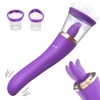Vagina-Saugdildo Vibrator Sexspielzeug für Frauen Zungen-Leck-Klitoris-Stimulator Brustwarzen-Sauger Doppelkopf-Vibrator Massagegerät
