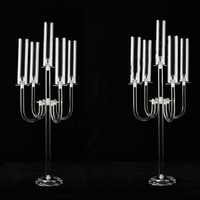 Chandeliers Transparents en Acrylique pour Bougies, Supports de Fleurs, Candelabres de Mariage pour Décoration de Table Centrale