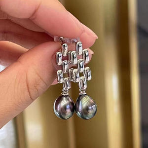 Hermosas Joyas de Plata DIY, Bandeja Vacía para Pendientes de Plata S925 con Cuentas Redondas de 9-13 mm, Pendientes de Moda 2021 con Gancho - Product Image 1