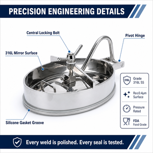 Coperchio Sanitario in Acciaio Inox per Uso Alimentare Certificato ROHS, Modello CNJS <span class=keywords><strong>YAC</strong></span>, Resistente a 0,4 MPa, Personalizzabile - Product Image 2