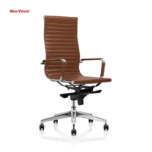 Wenchen mobilya Foshan çin sandalye üreticisi BIFMA EN1335-2 deri sandalye resmi yüksek geri ergonomik deri ofis koltuğu