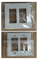 YGC-004 Interrupteur variateur mural 2 modules avec prise GFCI standard US, plaque décorative plate en PC, fixation par vis, en plastique