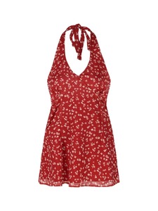 <span class=keywords><strong>Vestido</strong></span> <span class=keywords><strong>corto</strong></span> de chifón <span class=keywords><strong>rojo</strong></span> floral sin espalda para mujer, diseño de falda ajustada de verano con cintura estrecha y corte en A, Bdbh - Product Image 3