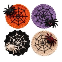 Sous-verres toile d'araignée Halloween faits main, décorations gothiques effrayantes pour la maison, accessoires de table basse