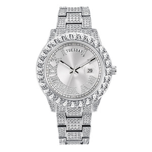 Hip Hop Fashion Quartz <b>Watch</b> Double Movement Large Round Diamond Waterproof Calendar Trend Women Men <b>Watch</b> - Product Image 4