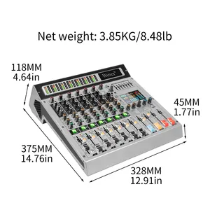 Biner TX-8 Built-in 99 Reverb Effects 8 Channel Digital Professional Audio Mixer With 2 Marshals
