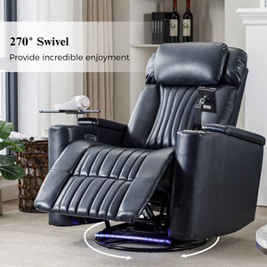 270 °   Fauteuil inclinable pivotant électrique, sièges de cinéma maison avec rangement dissimulé dans les accoudoirs et bande lumineuse LED - Product Image 3