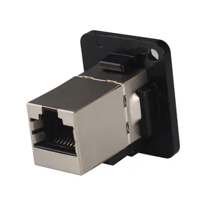 Female Rj45 D-type Module Rj45 Socket Cable Female Signal Connector Shielded Cat6 Panel Mount Network Ethernet Extension Interface Adapter