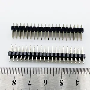 Conector de cabeçote redondo de 1.27mm, 2x20 1x40p, fileira dupla única, pcb 2mm, fêmea 2.54, cabeçote vertical macho reto