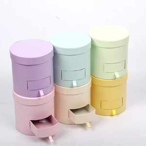 Hot Sale Small Cylinder Florist Portable Box Candy Color Round Flower Hat Box Flower Gift Box