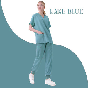 Women Hospital Scrub Suits V Neck Short Sleeve Split Set Moisture Wicking Uniforms For Medical Dental Clinic Use - Product Image 4