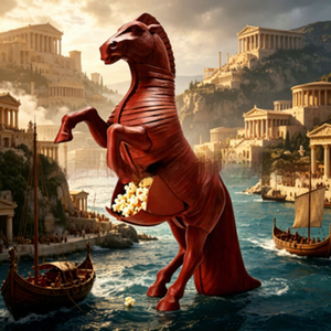<span class=keywords><strong>Figurine</strong></span> 3D en PLA Cheval de Troie, Seau à Popcorn, Design d'Art Moderne, Ornement Autonome, Série Odyssée - Product Image 4