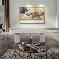 Goocoo Spanien Luxus-Villa-Projekt Moderner Lackierter HDF Maßgefertigter Couchtisch Organische Abgerundete Tischplatte Skulpturales Wohnzimmermöbel