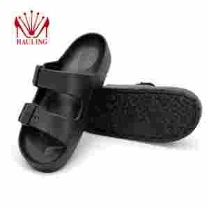 Sandalias flexibles de EVA de dos bandas con hebillas ajustables, suela acolchada ligera y banda antideslizante para la playa y viajes. - Product Image 2
