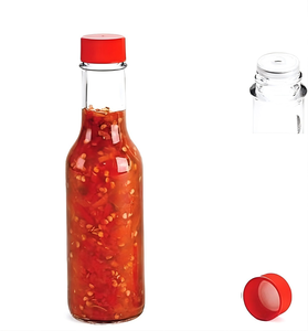 Botella de cristal de salsa picante de 100ml con logotipo personalizado, botella de cristal de especias para condimentos caseros con tapas de plástico - Product Image 1