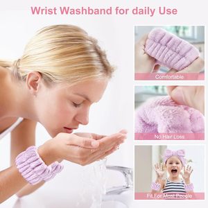 Ensemble de bandeaux et de bracelets de <span class=keywords><strong>spa</strong></span> pour femmes, en polaire corail douce et élastique, pour maquillage et soins personnels, avec logo personnalisé - Product Image 5