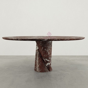 Rosso Levanto <span class=keywords><strong>Table</strong></span> de salle à manger de luxe en marbre italienne <span class=keywords><strong>Table</strong></span> ronde artistique de designer pour les maisons modernes - Product Image 2