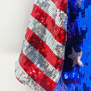Nuove Magliette USA con Strisce Rosse e Blu e Paillettes a Stella per Donne, Celebrazione dell'Indipendenza 4 Luglio, Collo Tondo, Ricamo con Paillettes - Product Image 5