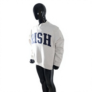 Sudadera Rish de Cuello Redondo Unisex, Blanca, de Algodón French Terry, Oversize, Casual, con Estampado de Letras, para Otoño - Product Image 4