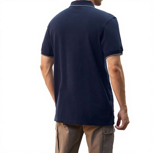 Chemise piqué respirante bleu marine à manches courtes pour homme, couleur unie, style décontracté, vente chaude, directement de l'usine, vente en gros - Product Image 4