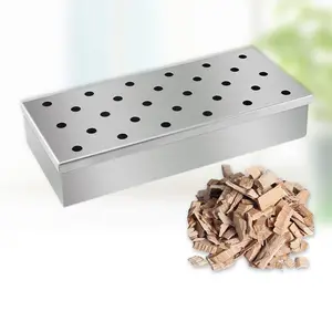Prezzo di fabbrica BBQ grigliare carne affumicatore scatola per trucioli di legno migliori accessori per Barbecue su griglia a carbone a Gas