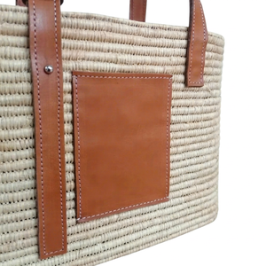 Sac de plage en raphia tissé personnalisé OEM avec monogramme, écologique, imperméable, grande capacité, deux bretelles, sac fourre-tout décontracté - Product Image 4