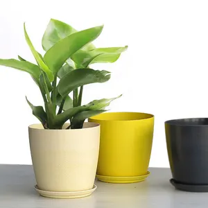Wholesale price round fashion simple environmental protection biodegradable bamboo fiber indoor flower pots