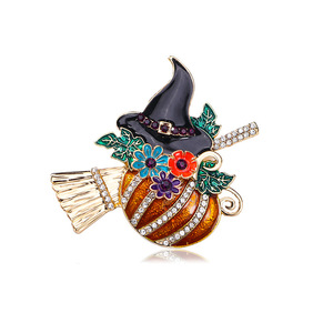 Broche de Aleación para Niños con Diseño de Bruja de Halloween en Escoba Voladora, Chapado en Oro, Regalo para Fiestas y Bodas - Product Image 6
