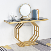 Meuble de salon européen convertible, console d'entrée moderne, table d'appoint avec structure métallique et plateau en marbre pour maison, hôtel, villa, hall
