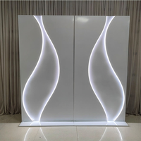 Panneau de fond LED Ondulé Moderne Blanc Illuminé pour Mariage, Écran de Décoration Personnalisée pour Événements, Affichage Décoratif de Mariage