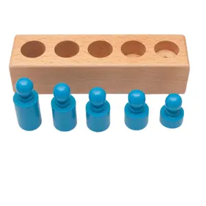 Montessori Cylindrical Colored Cognitive Socket Children's Early Education Puzzle Wooden Toys