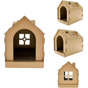 Arbre à chat ondulé imprimé pour chats d'intérieur, avec cachette, herbe à chat, griffoirs adaptés, pistes à balles et jouets, toutes tailles - Product Image 3