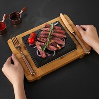 Carreaux de lave naturels de personnalisation de commande pour le steak grillé de BBQ de barbecue pour la cuisson du boeuf