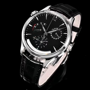 Exquisito Reloj Mecánico de Alta Gama para Hombre, Automático, Hora Mundial, Doble Zona Horaria, Reserva de Energía, Fecha, Esfera Negra de Zafiro, Correa - Product Image 1