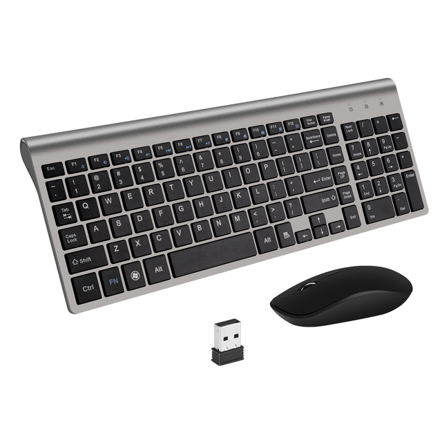 Exclusive 2.4G wireless keyboard and mouse set with clip-foot design, ultra-thin, silent and ergonomic digital keys