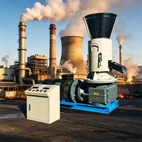 Granulateur de pellets de bois CE 15KW 380V Triphasé en acier au carbone, à matrice plate, pour sciure de bois et paille biomasse, pour chauffage domestique aux États-Unis