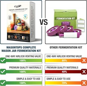 Kit complet <span class=keywords><strong>de</strong></span> fermentation Masontops pour bocaux Mason avec bouchons à air, poids en verre pour la fabrication <span class=keywords><strong>de</strong></span> cornichons/kraut/kimchi - Sans BPA, à large ouverture - Product Image 2