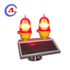 Luz de Obstrucción de Aviación de Alta Intensidad ICAO para Pistas de Aeropuertos, Torres y Aviones, con Doble LED Rojo y Energía Solar - Product Image 1