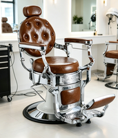 Fauteuils de coiffure de luxe à cadre doré, vente directe du fabricant Hon chair, pour salons de coiffure haut de gamme avec fonction inclinable.