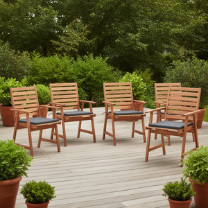 Sillas de Patio de Madera de Acacia Maciza con Cojines, Juego de Muebles de Jardín Modernos para Exteriores, Tela de Poliéster Gris - Product Image 2