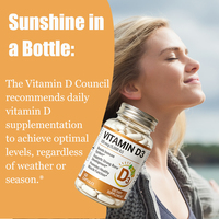 Capsules de vitamine D3 OEM pour la santé osseuse et le soutien immunitaire des adultes, absorption du calcium, 2 capsules par jour