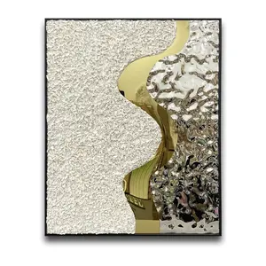 화이트 종이 아트 배 아트웍 스테인레스 스틸 도금 금속 벽화 현대 홈 벽 아트 프레임 그림