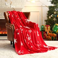 Couverture en peluche de Noël 100 % polyester, motif floral, en flanelle pour adulte, pour la décoration intérieure de Noël, vente en gros directe d'usine chinoise