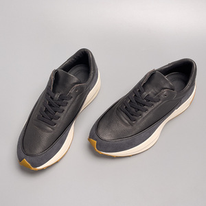 Giày nam kiểu cổ điển Châu Âu Quảng Châu đế dày thủ công da bò thật lớp trên cùng màu đen buộc dây thời trang mùa đông - Product Image 2