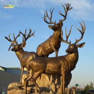 YOUFINE Outdoor Garden Animal Life Size Sculpture Bronze <strong>Deer</strong> Elk Statue Sculpture - Product Image 1