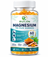 Gummies OEM Magnésium Tri-Plex 60 unités avec Curcuma Poivre Noir B6 B12 Soutien Relaxation Musculaire et Système Nerveux Marque Privée