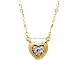 Romantico a forma di Cuore Pendente Della Collana 18K Oro Reale del Pendente della collana di Diamante Naturale Dei Monili Delle Donne 18k Collana In Oro Bianco