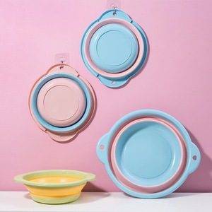 Lavabo pliant grand ménage étudiant dortoir bébé bassin portable compression voyage mignon rose bleu petit linge - Product Image 1